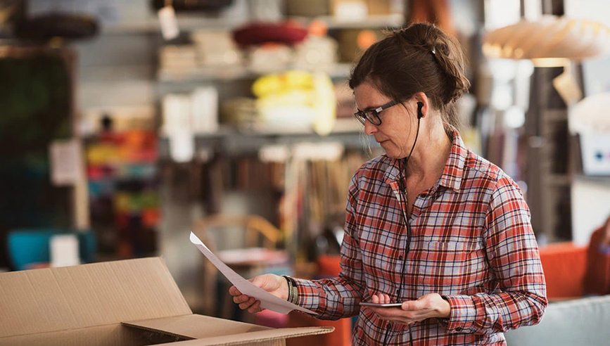 Woman reviewing a document.