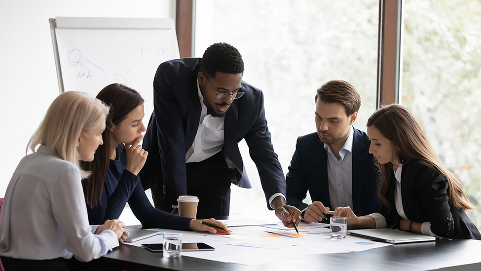 Group of people working at a table